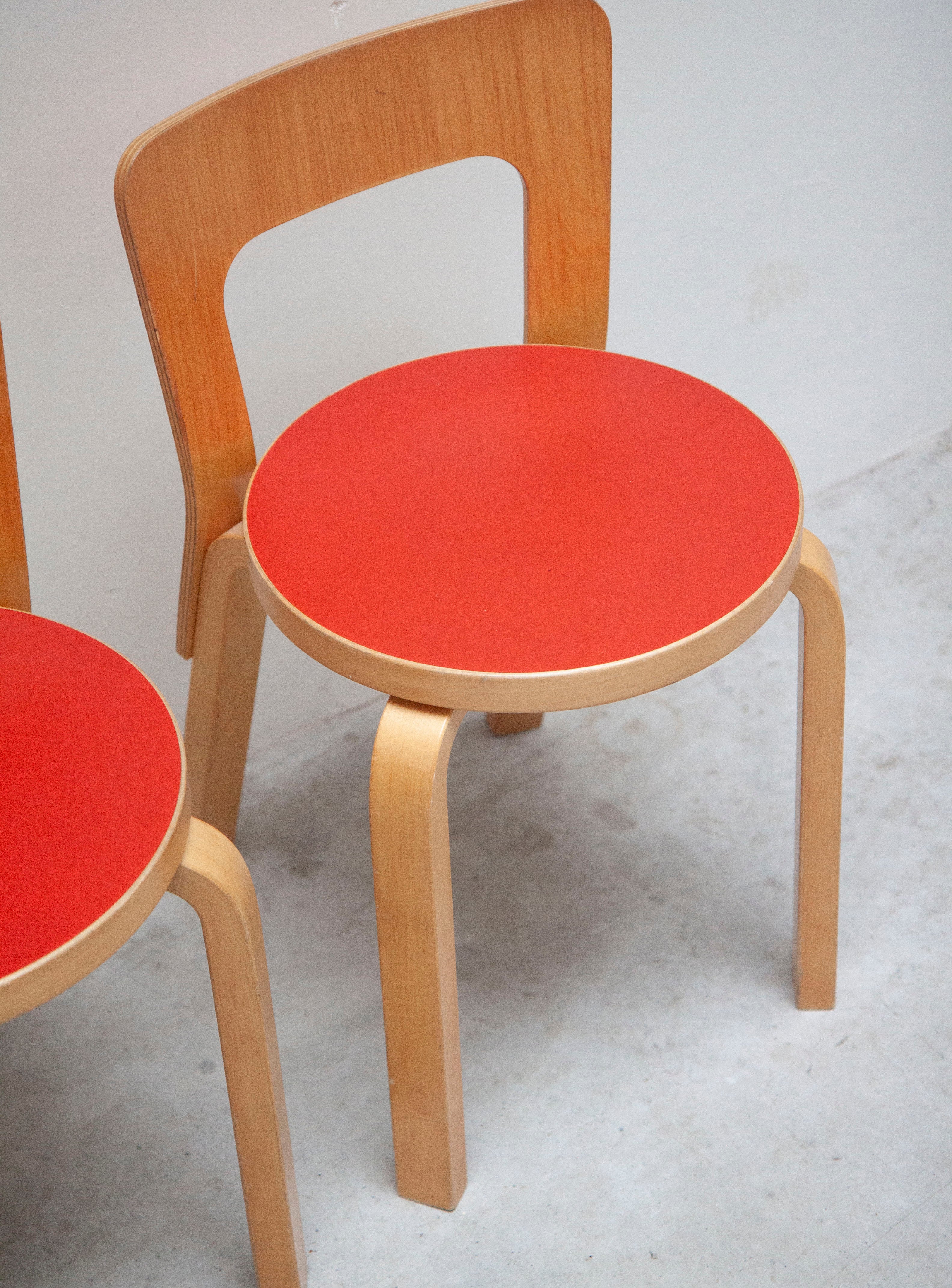 Artek 65 Chair by Alvar Aalto (Red) - Image 11