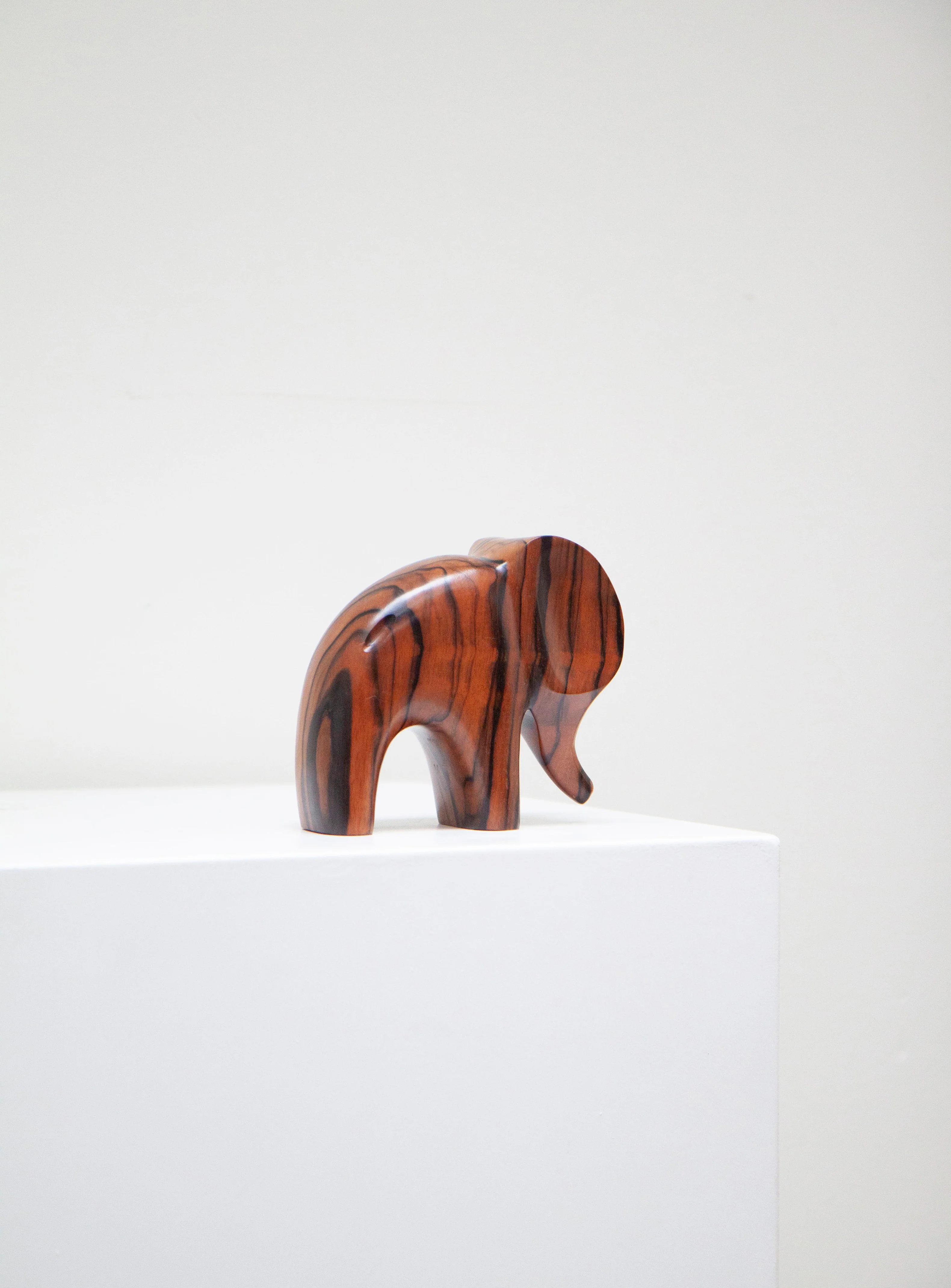 Carved Rosewood Elephant Sculpture - Image 3