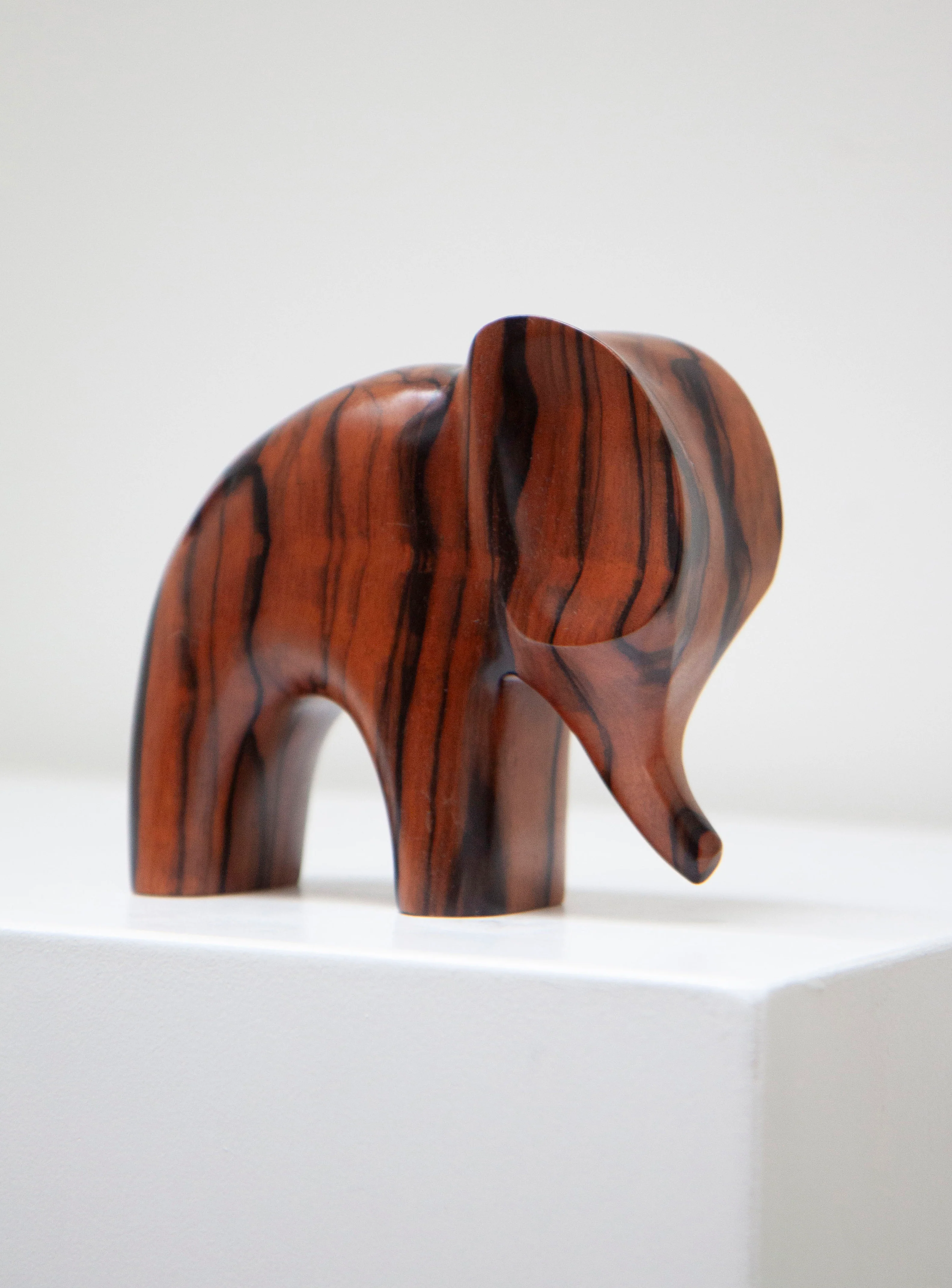Carved Rosewood Elephant Sculpture - Image 4
