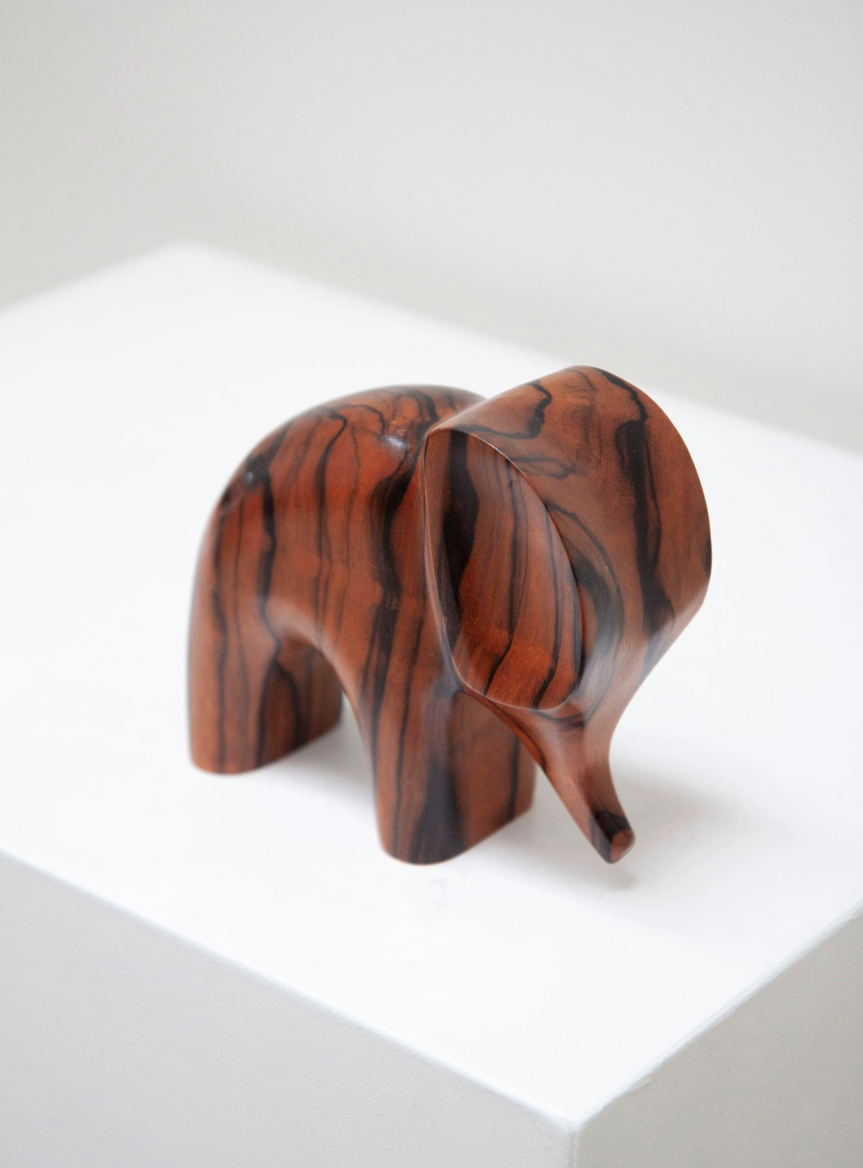 Carved Rosewood Elephant Sculpture - Image 7