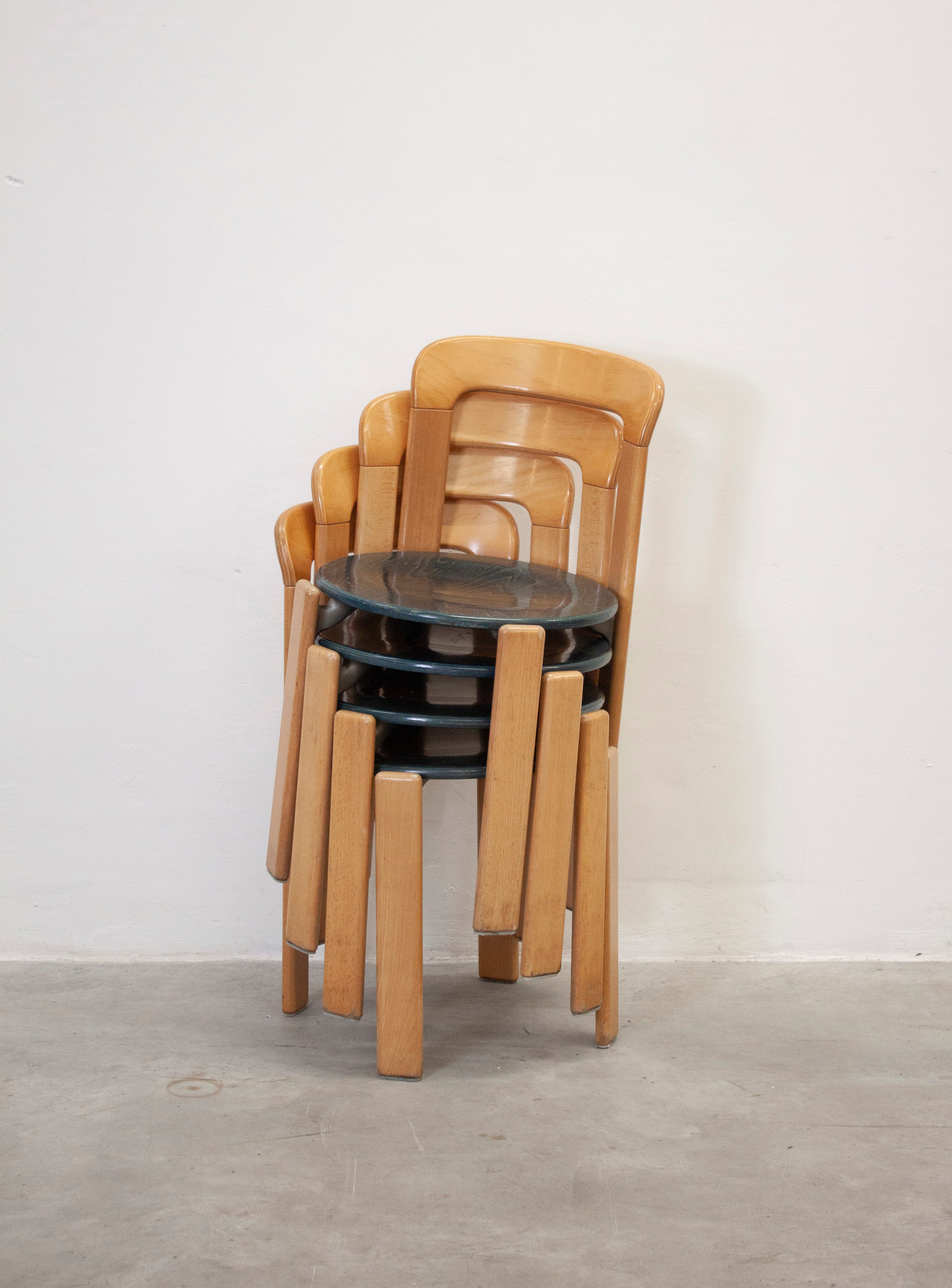 Kusch+Co Rey Dining Chairs by Bruno Rey (Beech/Green) - Image 2